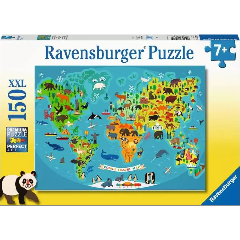 150pc Animal World Map Puzzle