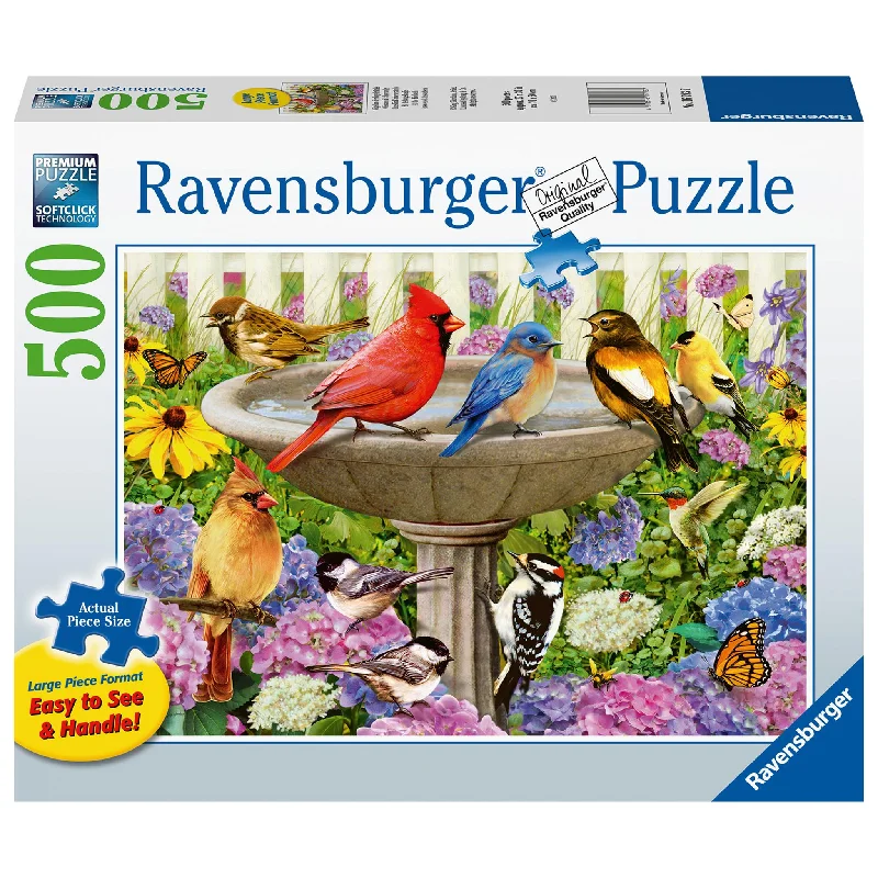 At the Birdbath 500 Piece Puzzle