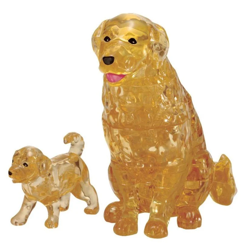 3D Crystal Puzzle: Golden Retriever with Puppy