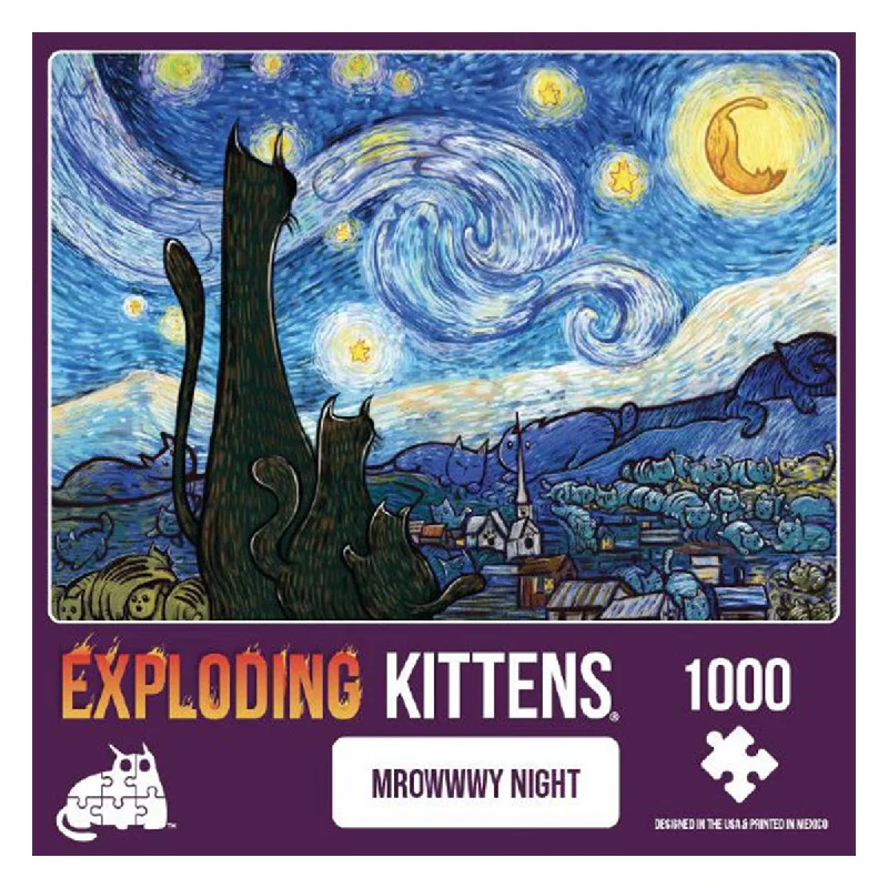 Exploding Kittens Puzzle Mrowwwy Night 1,000 pieces