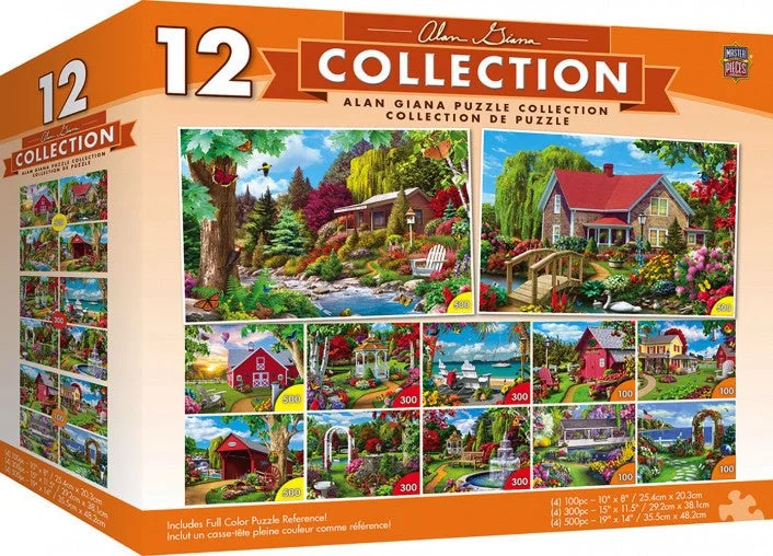 Masterpieces Puzzle 12 Pack Alan Giana 12 Pack Bundle Puzzles (100 x4, 300 x4 & 500 x4) Jigsaw Puzzl