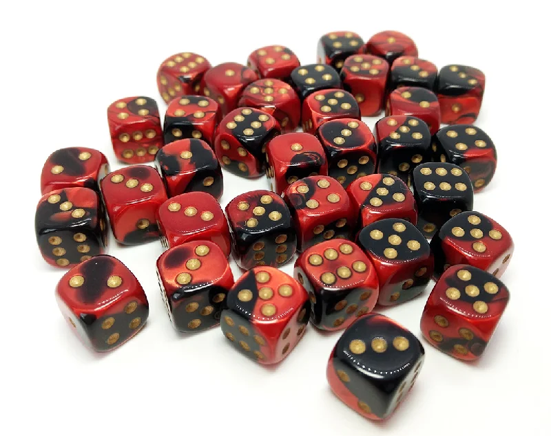 Chessex 26833 Gemini Black-Red/Gold 12mm d6 Dice Block [36ct]