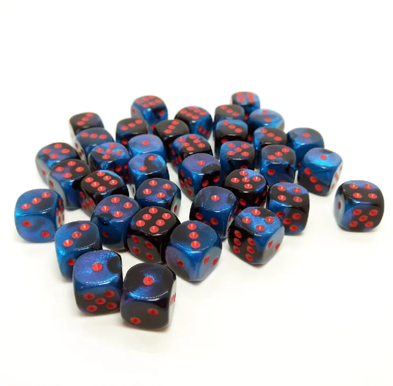 Chessex 26858 Gemini Black Starlight/Red 12mm d6 Dice Block [36ct]