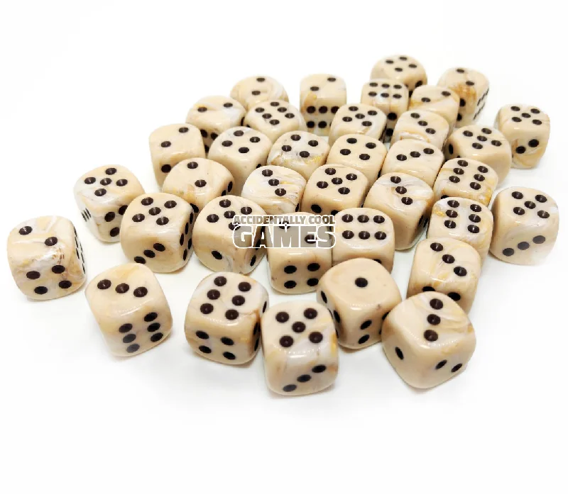 Chessex 27802 Marble Ivory/Black 12mm d6 Dice Block [36ct]