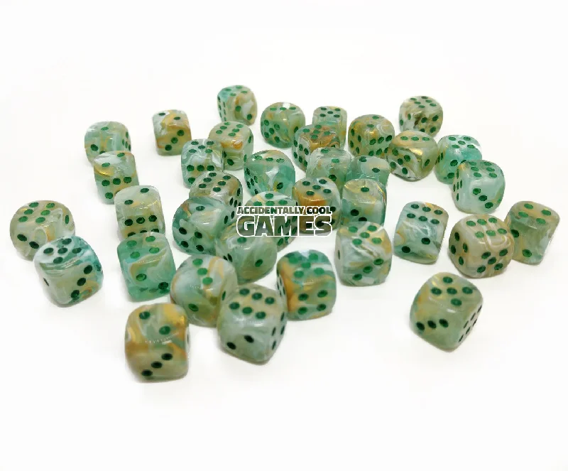 Chessex 27809 Marble Green/Dark Green 12mm d6 Dice Block [36ct]