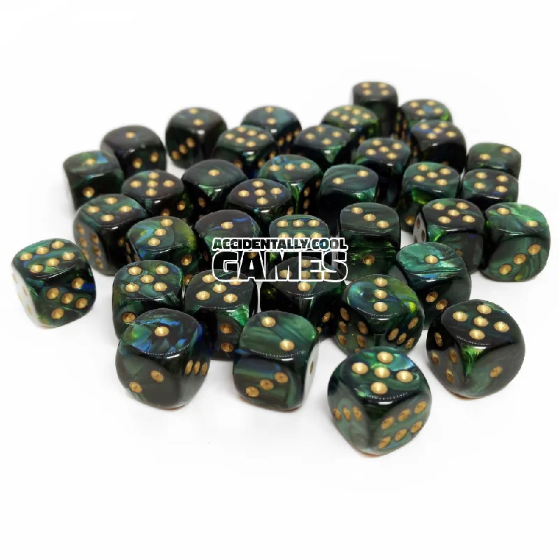 Chessex 27815 Scarab Jade/Gold 12mm d6 Dice Block [36ct]