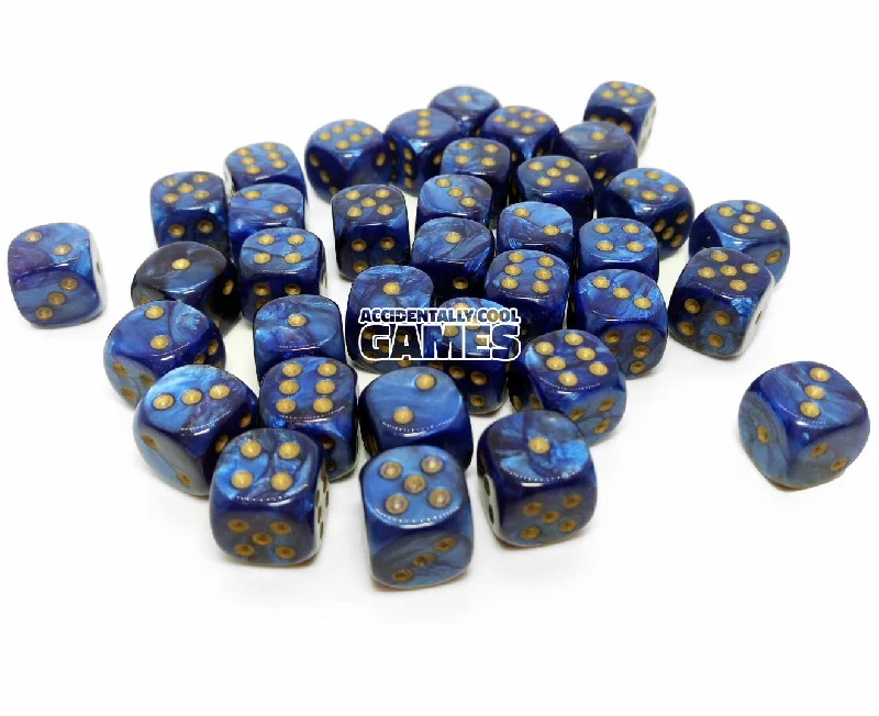 Chessex 27827 Scarab Royal Blue/Gold 12mm d6 Dice Block [36ct]