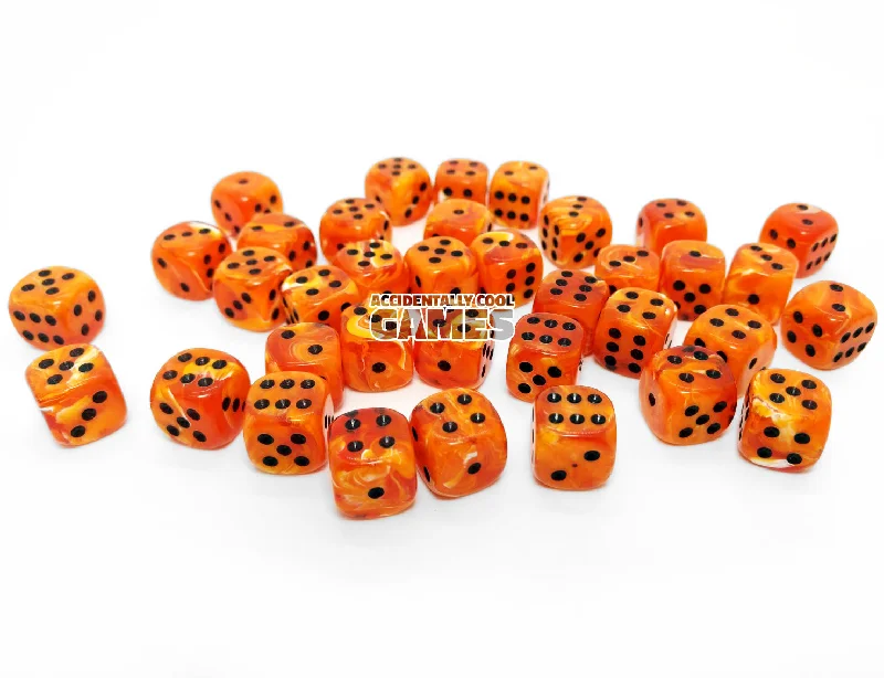 Chessex 27833 Vortex Orange/Black 12mm d6 Dice Block [36ct]