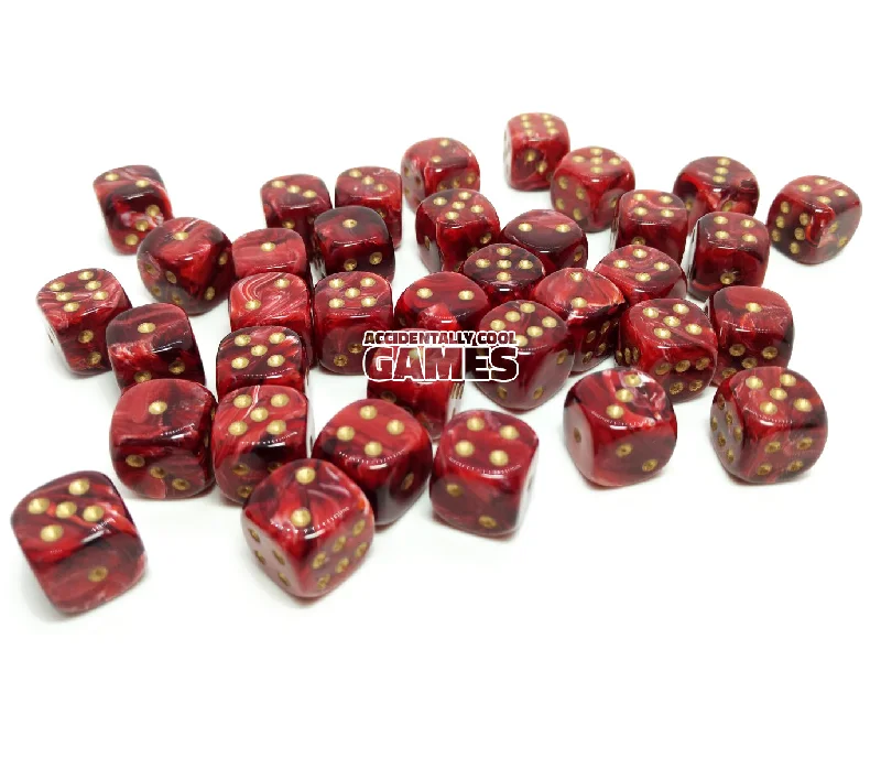 Chessex 27834 Vortex Burgundy/Gold 12mm d6 Dice Block [36ct]