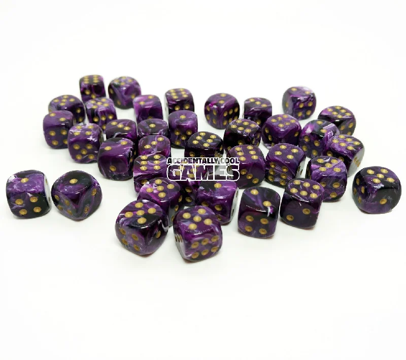 Chessex 27837 Vortex Purple/Gold 12mm d6 Dice Block [36ct]