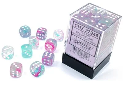 Chessex 27945 Nebula Wisteria/White Luminary 12mm d6 Dice Block [36ct]