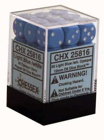 Chessex - 36D6 - Opaque -Light blue/White