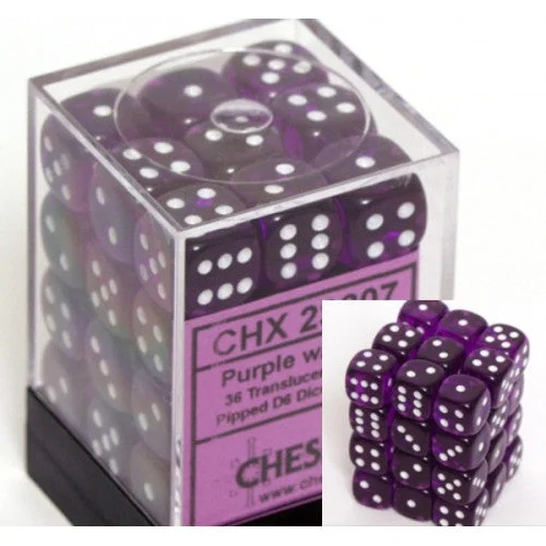 Chessex - 36D6 - Translucent - Purple/White