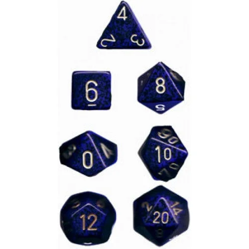 Chessex - 7 Piece - Speckled - Golden Cobalt