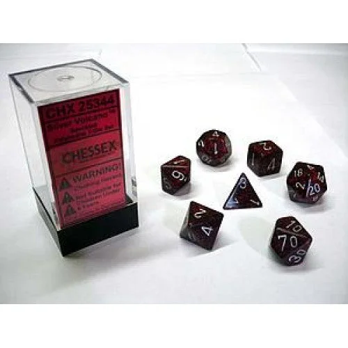 Chessex - 7 Piece - Speckled - Silver Volcano