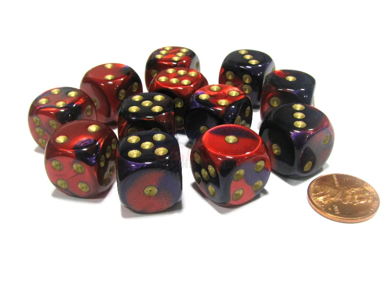 Chessex 26626 Gemini Purple-Red/Gold 16mm d6 Dice Block [12ct]