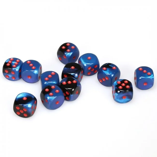 Chessex 26658 Gemini Black-Starlight/Red 16mm d6 Dice Block [12ct]