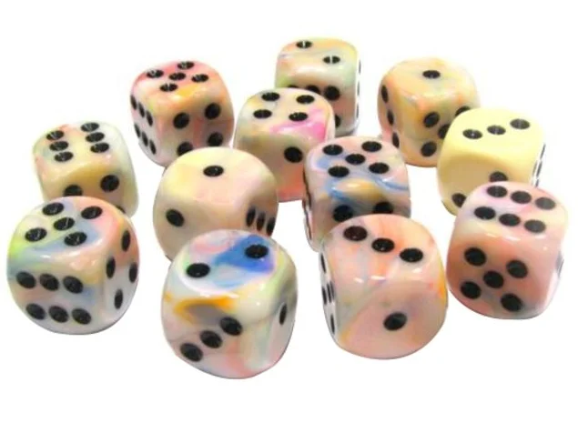 Chessex 27642 Festive Circus/Black 16mm d6 Dice Block [12ct]