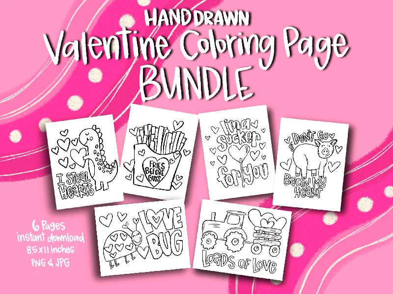 2022 Valentine Coloring Page Bundle