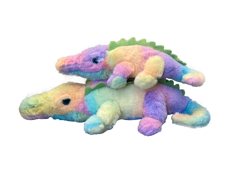 Super Soft Rainbow Patterned Gator Plush - 3 Sizes