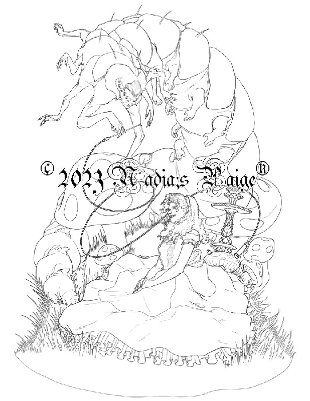 Alice in Wonderland: The Caterpillar Coloring Page