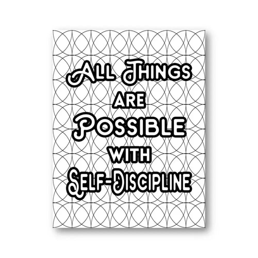 "All Things Are Possible with Self-Discipline" PLR Coloring Page