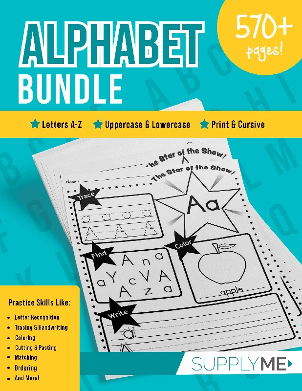 Alphabet Worksheets Bundle - 570+ Pages of Printable Alphabet Activities and Worksheets!