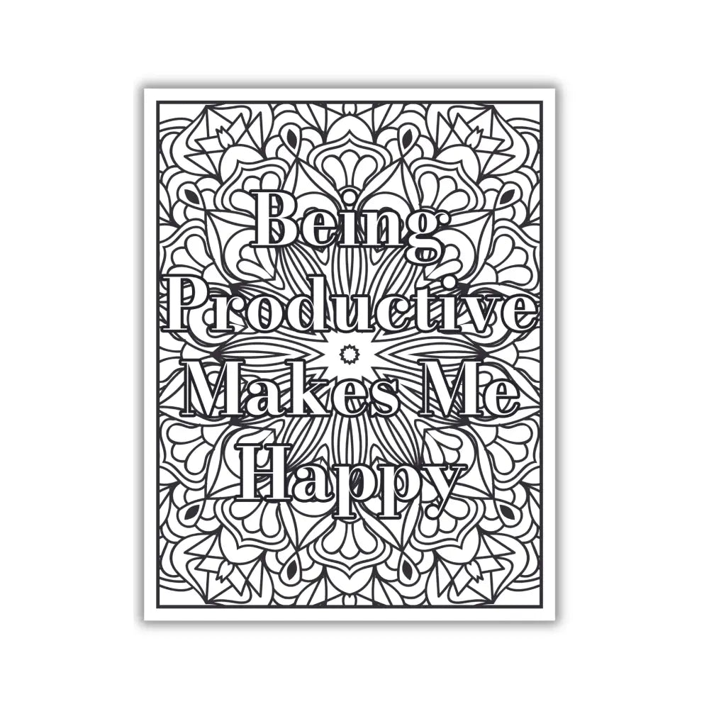 "Being Productive Makes Me Happy" PLR Coloring Page