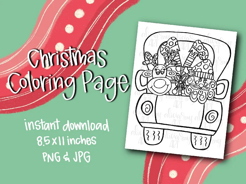 Christmas Truck Coloring Page