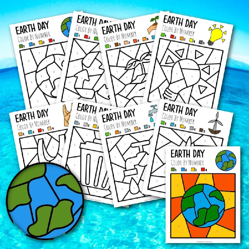 Earth Day Color By Number Worksheets