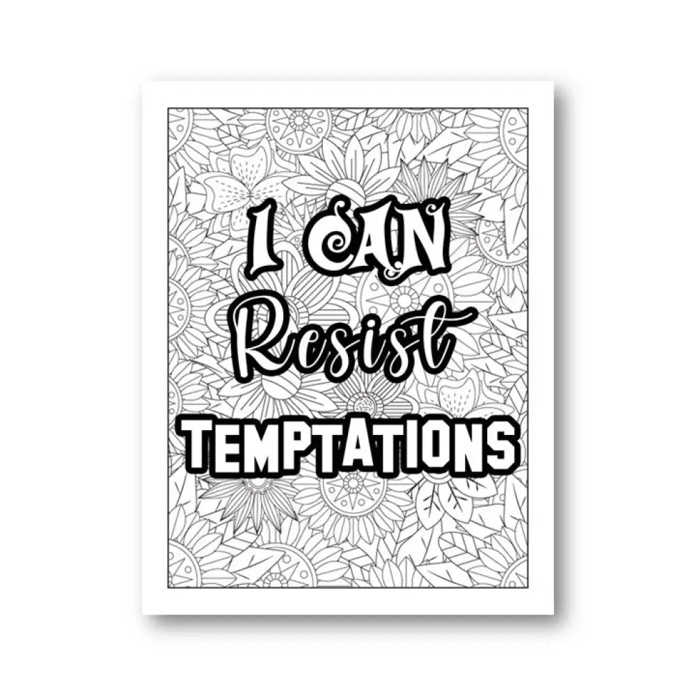 "I Can Resist Temptations" PLR Coloring Page