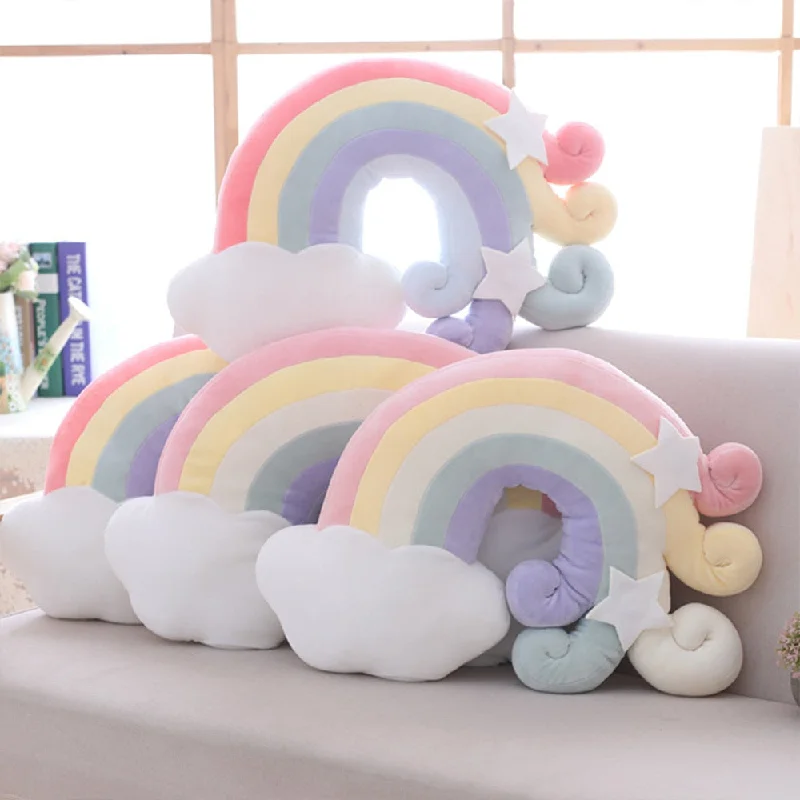 Pastel Rainbow Sky Throw Pillows