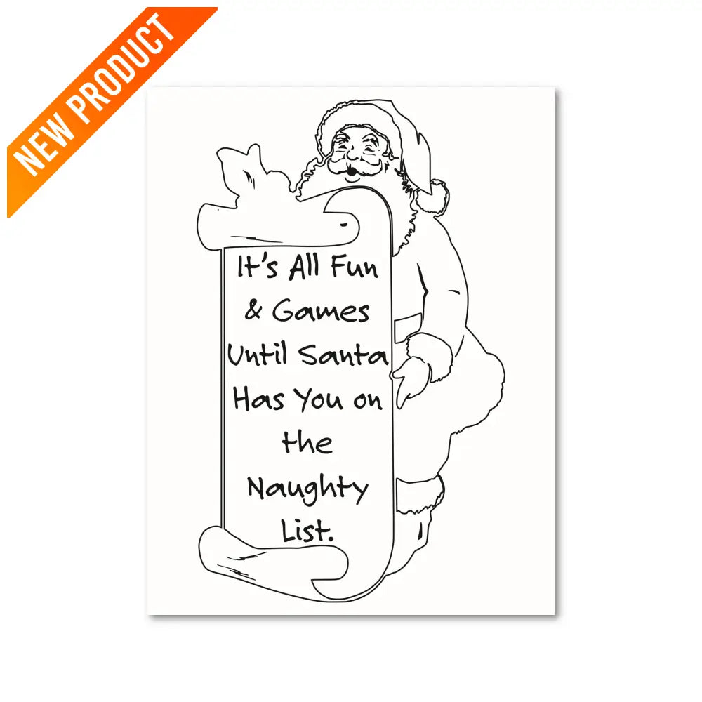 "Naughty List" Funny Santa Christmas PLR Coloring Page