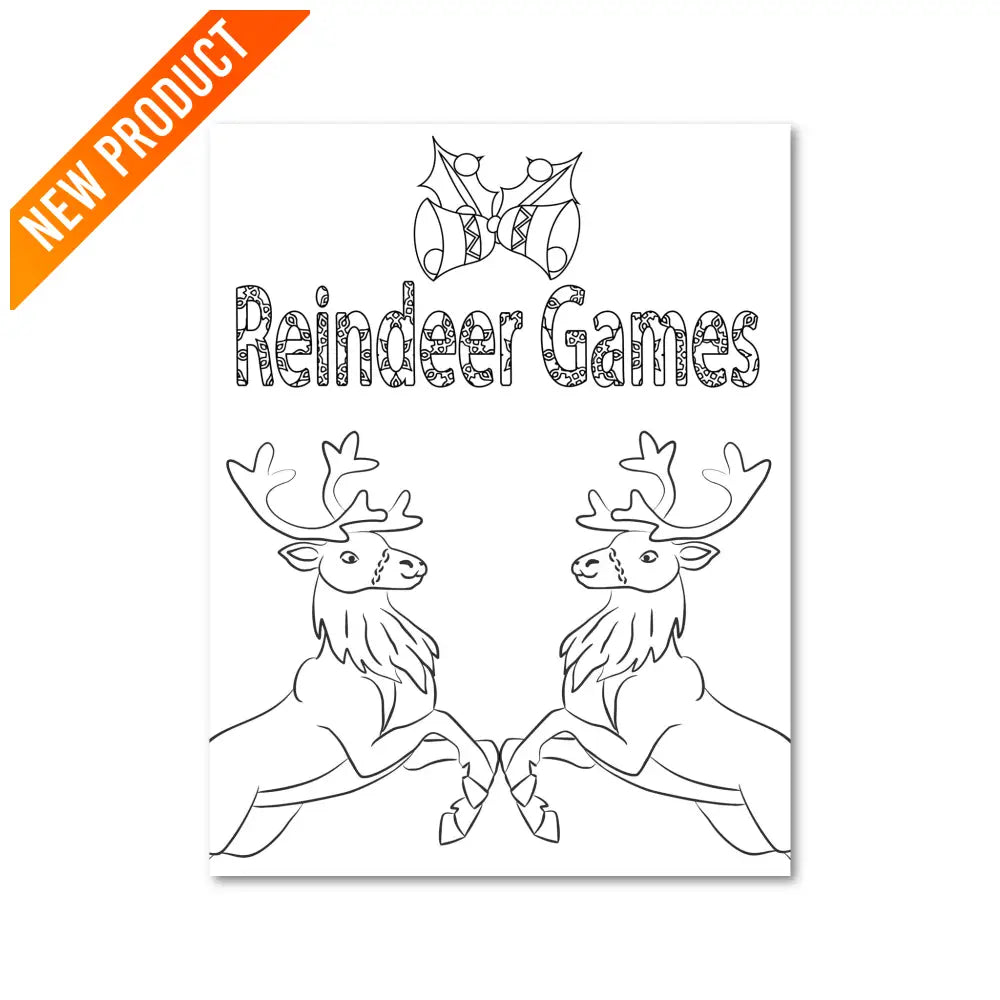 "Reindeer Games" Christmas PLR Coloring Page