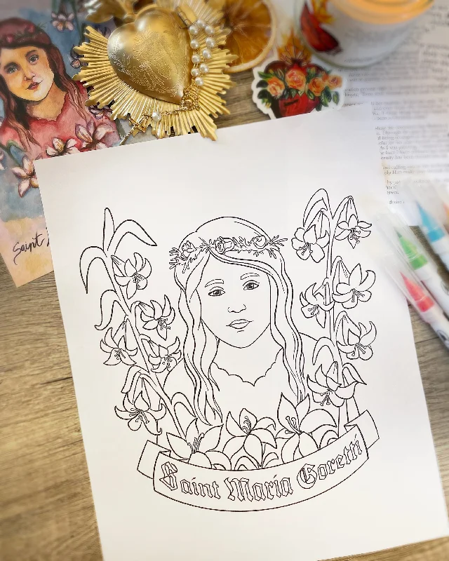 Saint Maria Goretti Coloring Page (Digital Download)