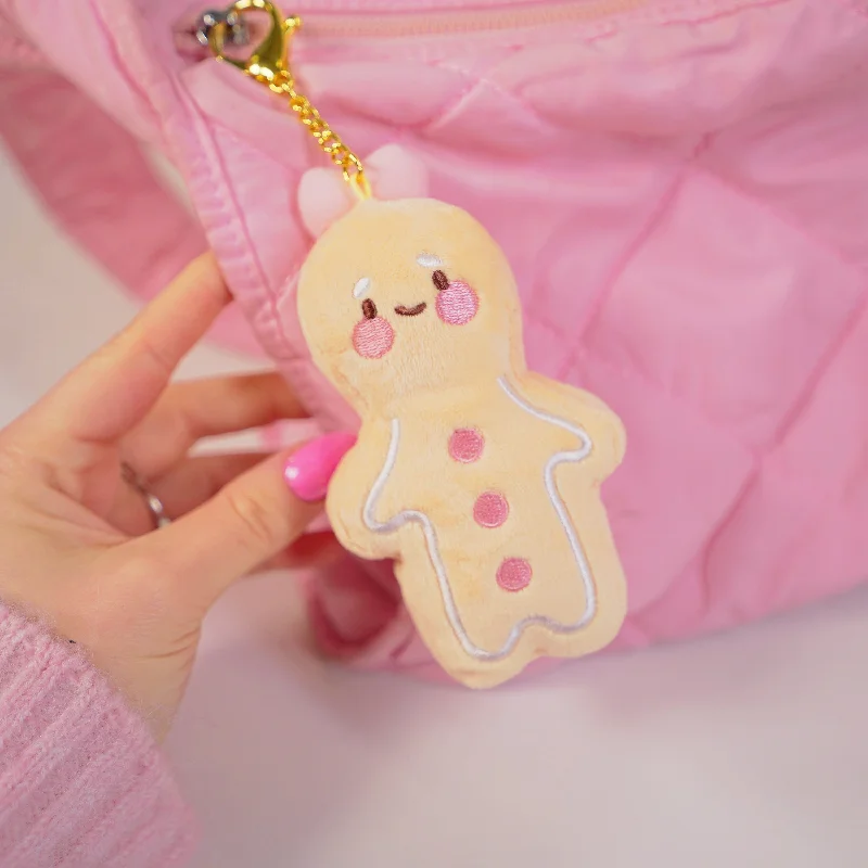 Spice Gingerbread Kawaii Keychain Plushie | Cute Soft Toy Charm | Adorable Mini Gingerbread Accessory for Bags, Keys & Backpacks