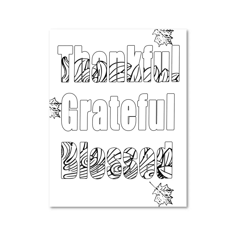 "Thankful, Grateful, Blessed" PLR Coloring Page