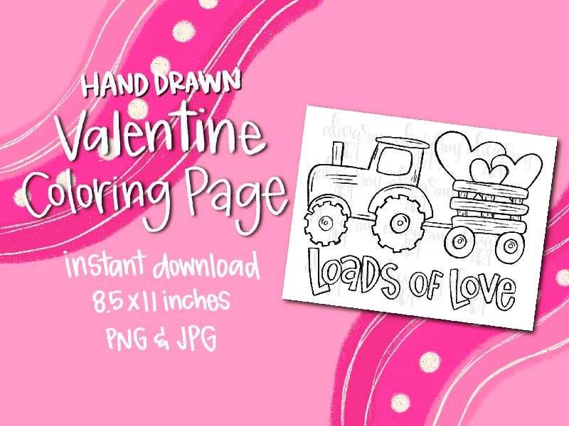 Valentine Tractor Coloring Page